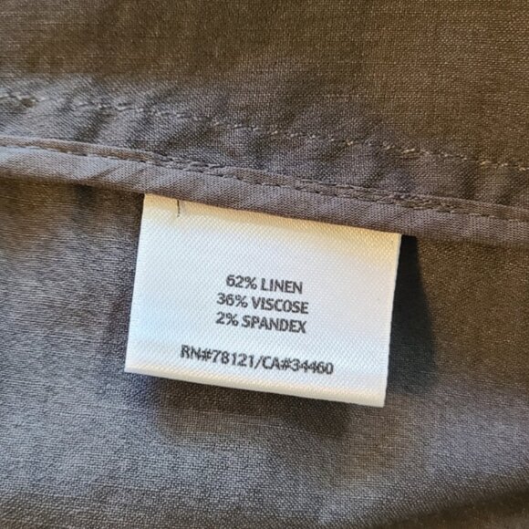 EILEEN FISHER STRETCH LINEN-BLEND OPEN FRONT STAND COLLAR KIMONO JACKET TOP XL - Picture 8 of 8